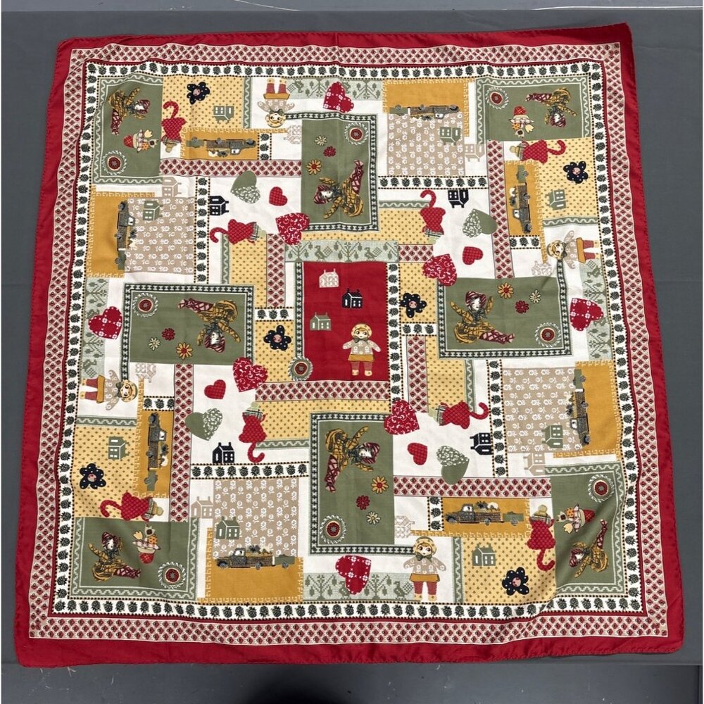 Folksy Patchwork Quilt Handmade Whimsical Home Decor Wall Hanging Headwear